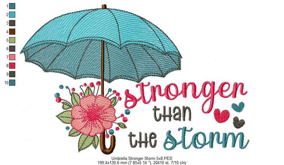 Blooming Umbrella & "Stronger Than the Storm" 🌸☔ - Sketch Stitch - Machine Embroidery Design