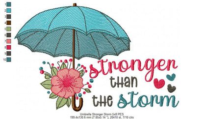 Blooming Umbrella & "Stronger Than the Storm" 🌸☔ - Sketch Stitch - Machine Embroidery Design