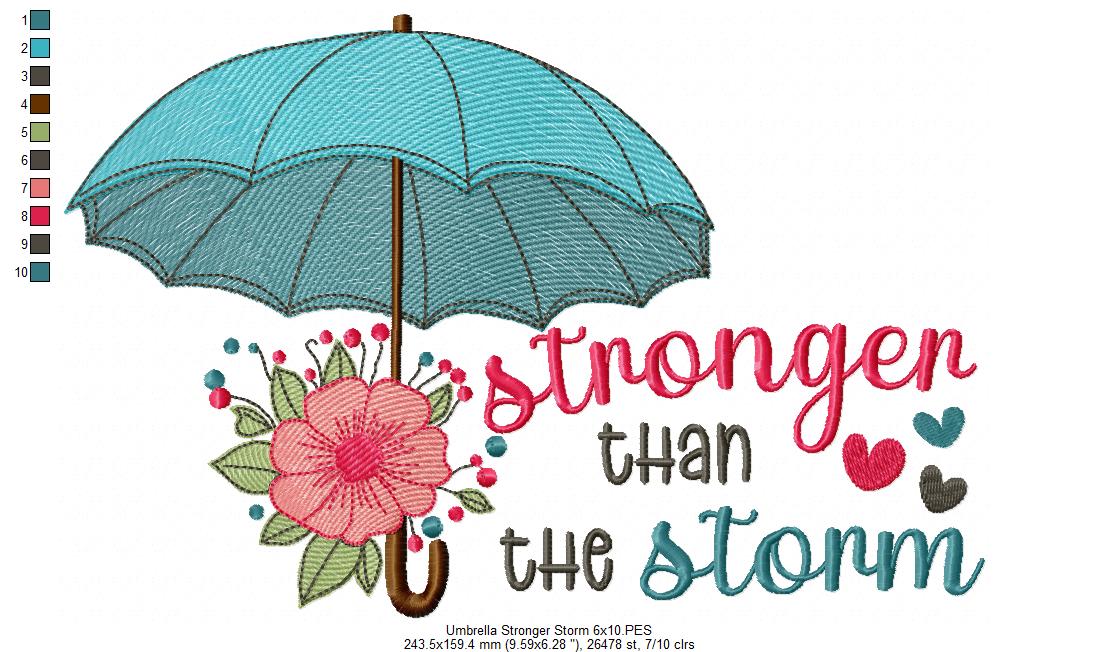 Blooming Umbrella & "Stronger Than the Storm" 🌸☔ - Sketch Stitch - Machine Embroidery Design