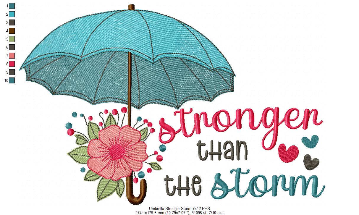 Blooming Umbrella & "Stronger Than the Storm" 🌸☔ - Sketch Stitch - Machine Embroidery Design