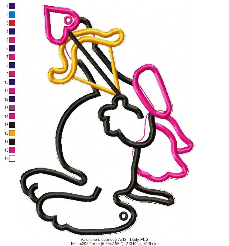 Cupid Dog Ornament - ITH Project - Machine Embroidery Design