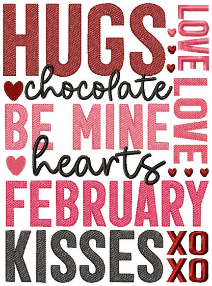 Valentine's Words - Fill Stitch - Machine Embroidery Design