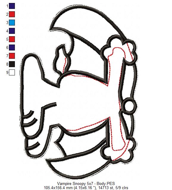 Vampire Snoopy Ornament – ITH Project – Machine Embroidery Design