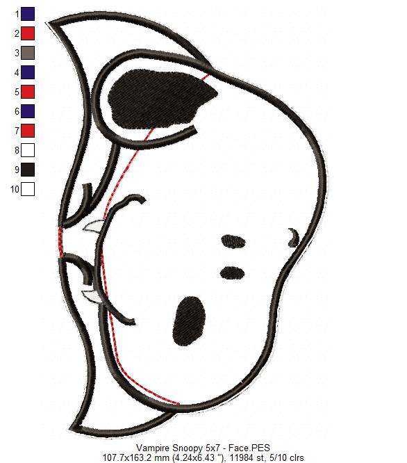 Vampire Snoopy Ornament – ITH Project – Machine Embroidery Design