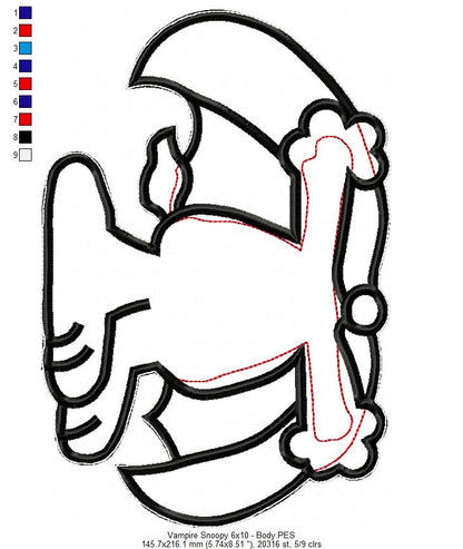 Vampire Snoopy Ornament – ITH Project – Machine Embroidery Design