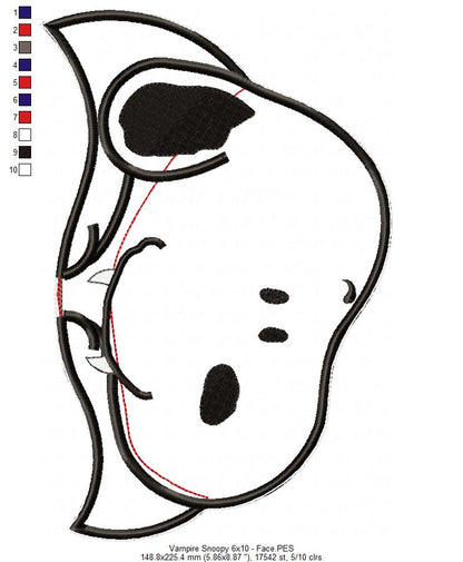 Vampire Snoopy Ornament – ITH Project – Machine Embroidery Design