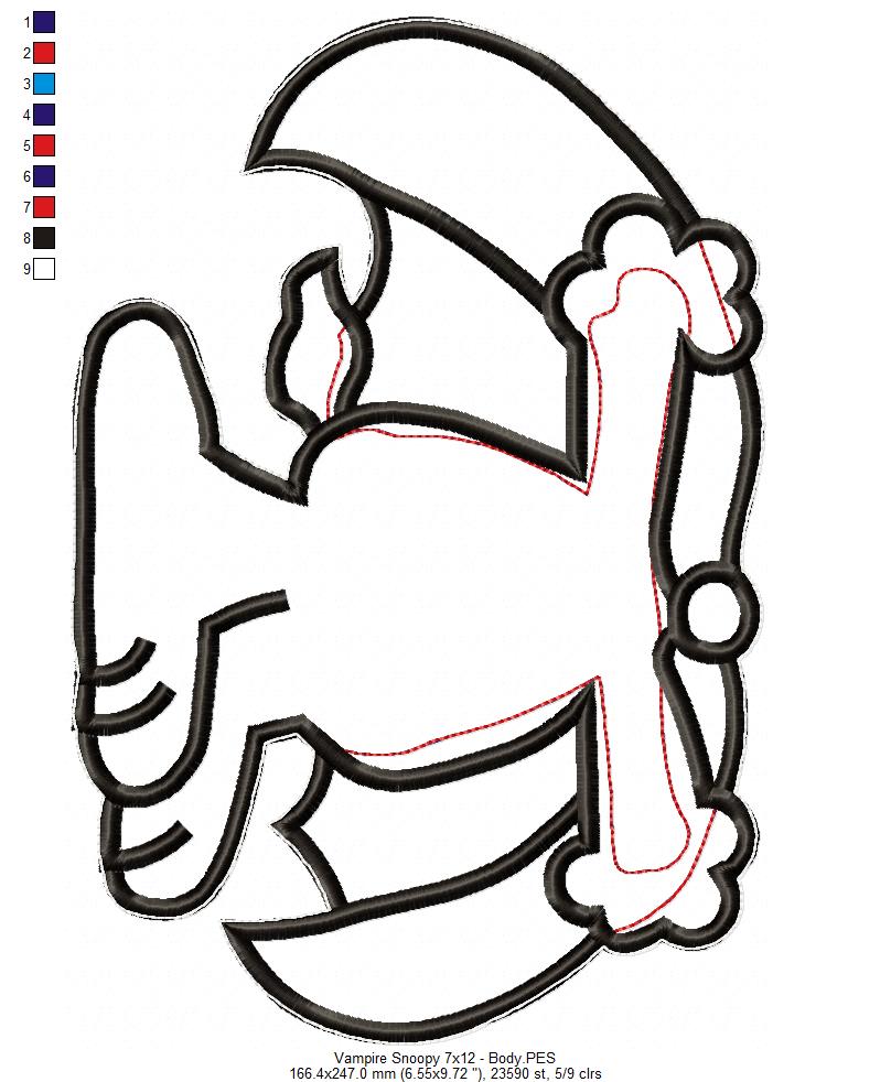 Vampire Snoopy Ornament – ITH Project – Machine Embroidery Design