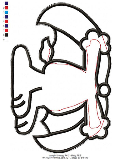 Vampire Snoopy Ornament – ITH Project – Machine Embroidery Design