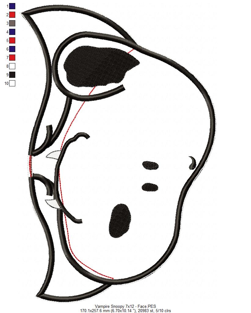 Vampire Snoopy Ornament – ITH Project – Machine Embroidery Design