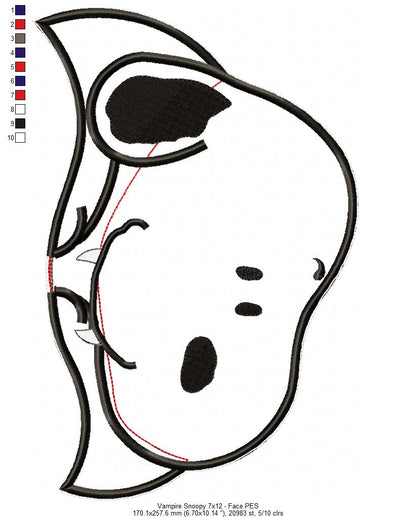 Vampire Snoopy Ornament – ITH Project – Machine Embroidery Design
