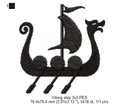 Viking Ship - Fill Stitch - Machine Embroidery Design