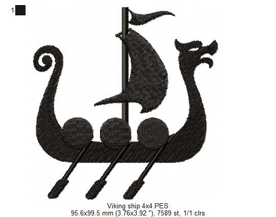 Viking Ship - Fill Stitch - Machine Embroidery Design