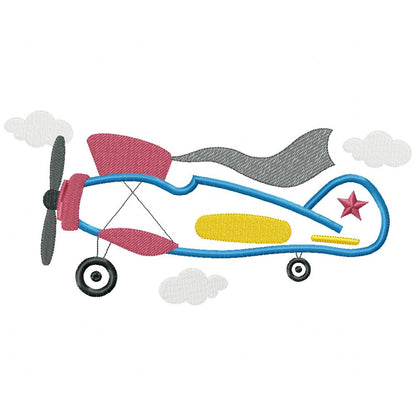 Vintage Airplane and Clouds - Applique