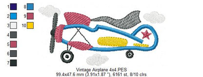 Vintage Airplane and Clouds - Applique