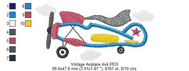 Vintage Airplane and Clouds - Applique