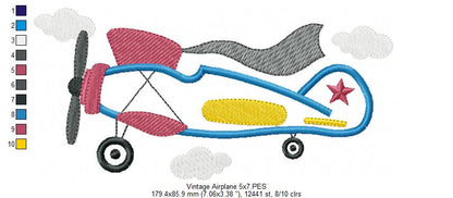 Vintage Airplane and Clouds - Applique