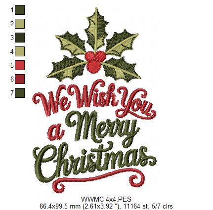 Sweet Christmas Wishes Lettering – Satin Stitch – Machine Embroidery Design