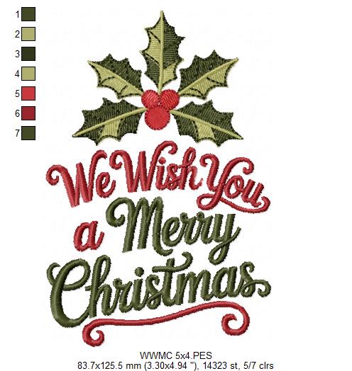 Sweet Christmas Wishes Lettering – Satin Stitch – Machine Embroidery Design