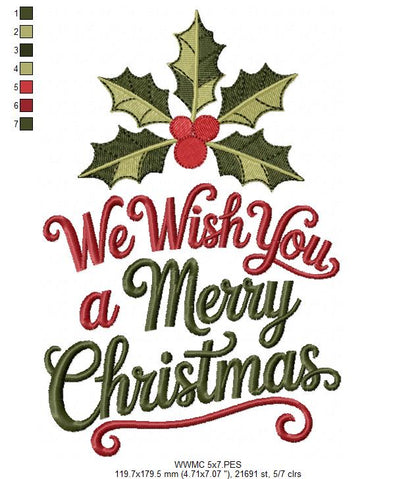 Sweet Christmas Wishes Lettering – Satin Stitch – Machine Embroidery Design