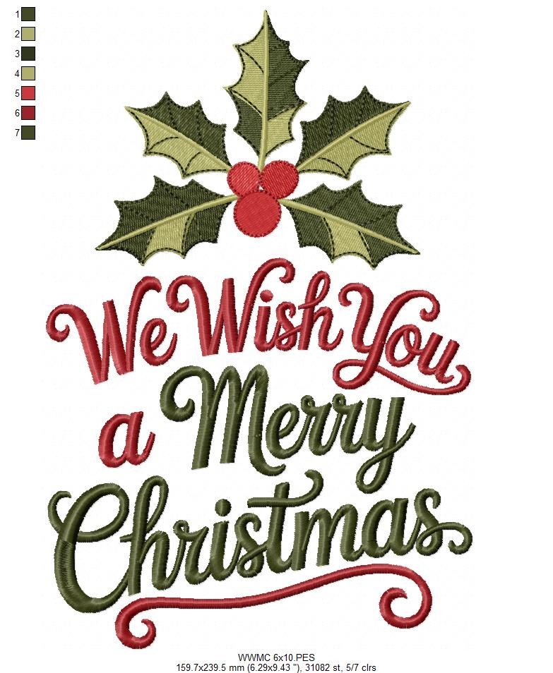 Sweet Christmas Wishes Lettering – Satin Stitch – Machine Embroidery Design