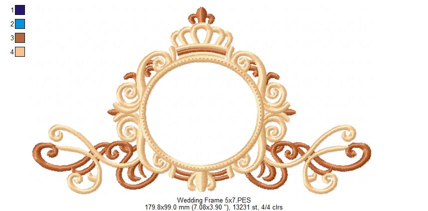 Wedding Frame - Applique - Machine Embroidery Design