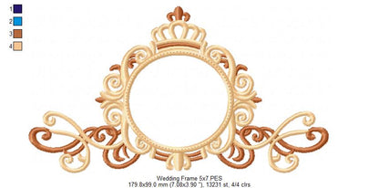 Wedding Frame - Applique - Machine Embroidery Design