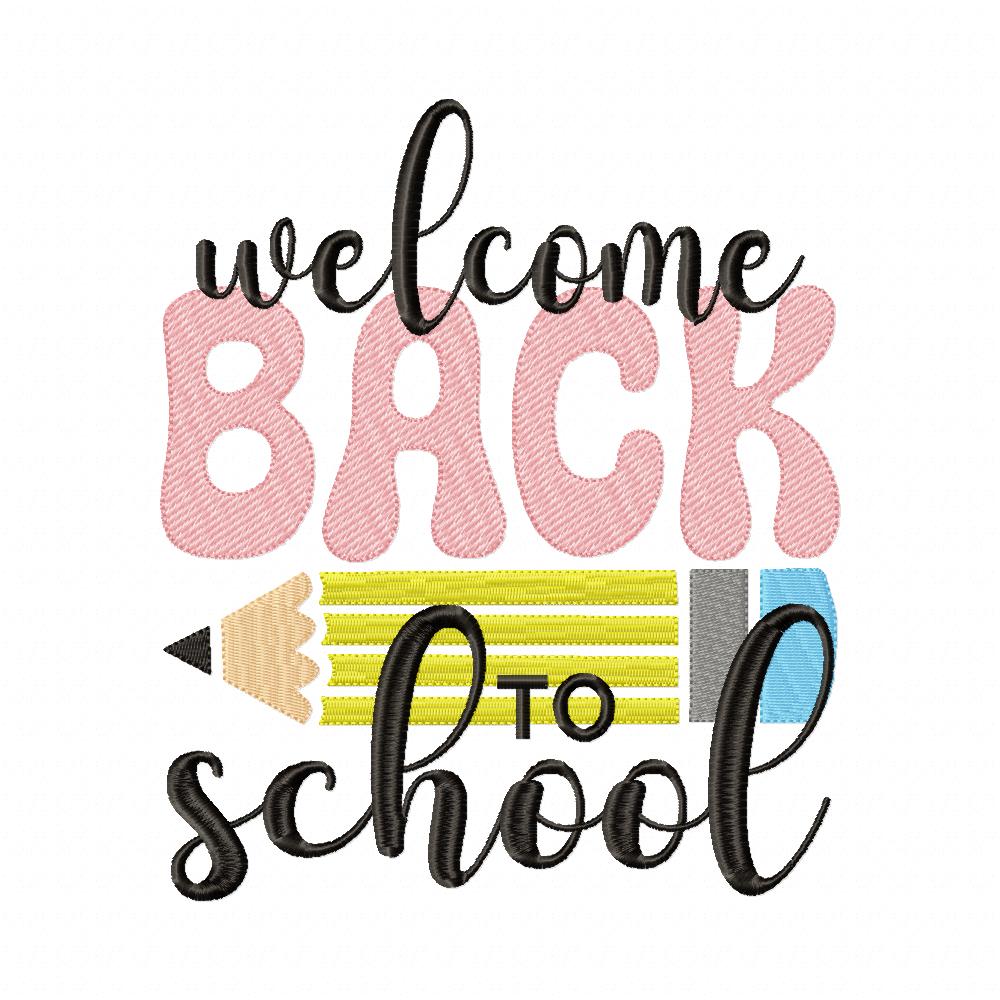 Welcome Back to School - Fill Stitch - Machine Embroidery Design