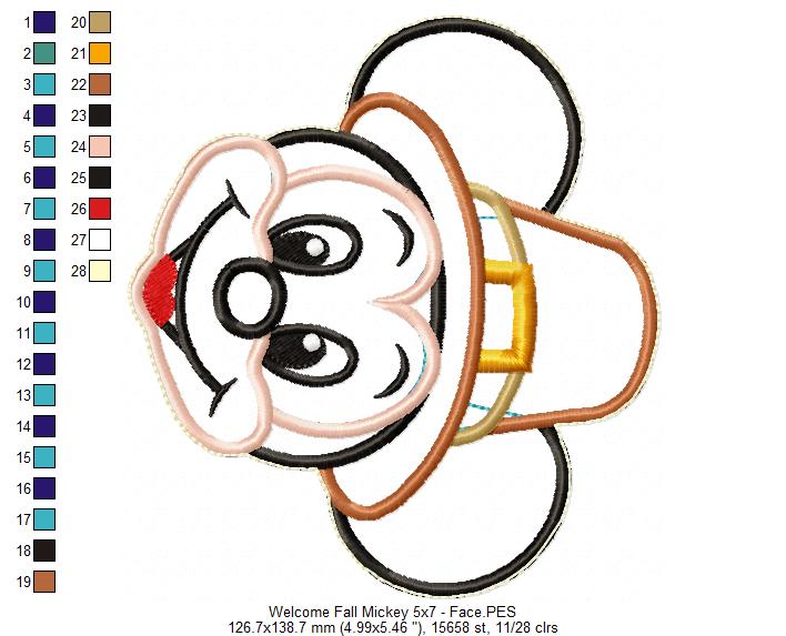 Fall Mickey Ornament - ITH Project - Machine Embroidery Design