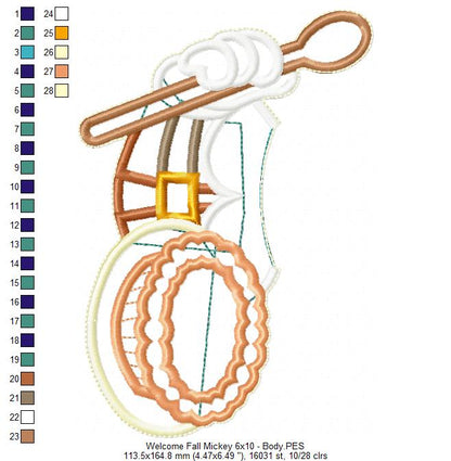 Fall Mickey Ornament - ITH Project - Machine Embroidery Design