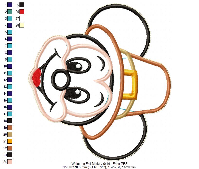 Fall Mickey Ornament - ITH Project - Machine Embroidery Design