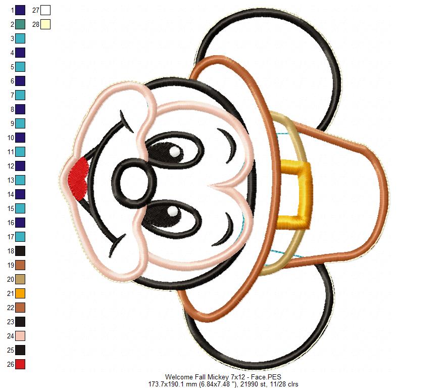 Fall Mickey Ornament - ITH Project - Machine Embroidery Design