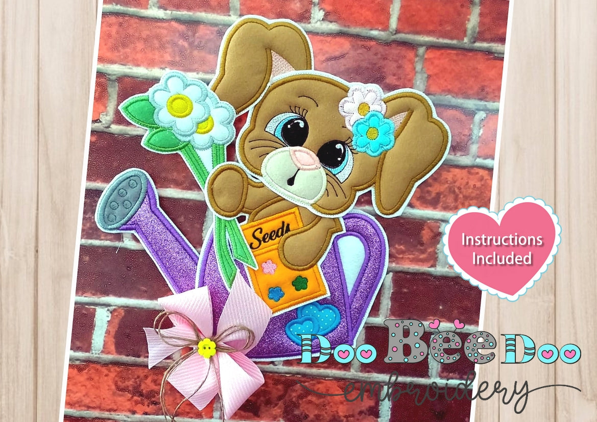 Rabbit with Watering Can - ITH Project - Machine Embroidery Design