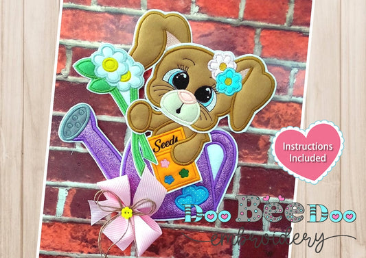Rabbit with Watering Can - ITH Project - Machine Embroidery Design