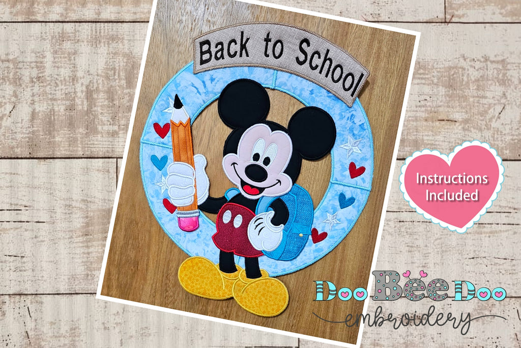 Back to School Mickey Garland - ITH Project - Machine Embroidery Design