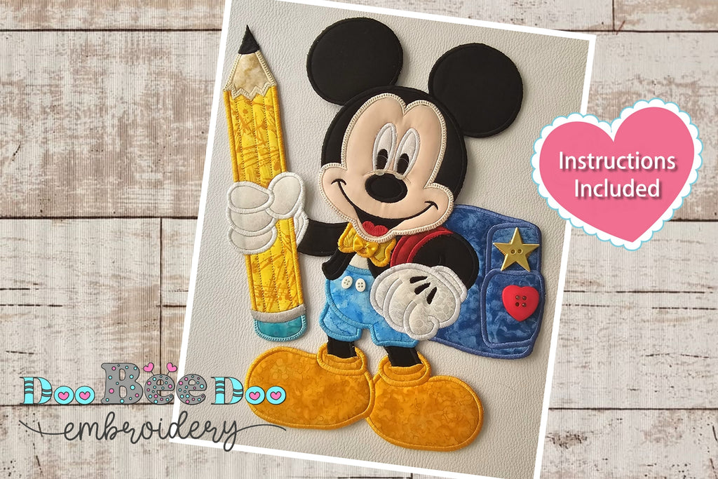 Back to School Mickey - ITH Project - Machine Embroidery Design