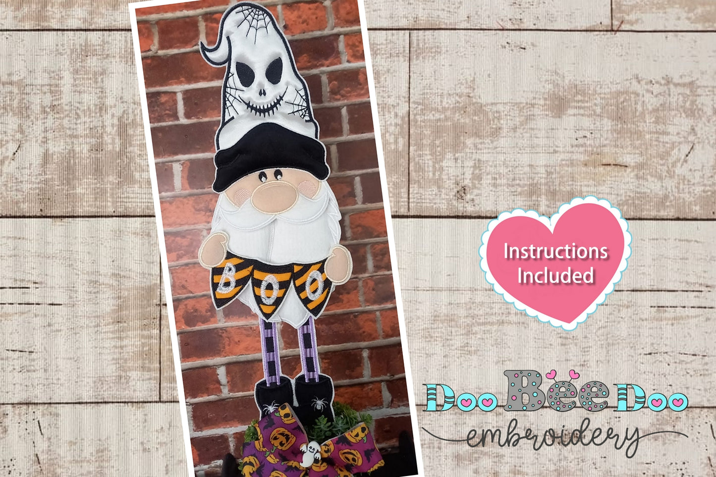 Gnome Boo Halloween  - ITH Project - Machine Embroidery Design