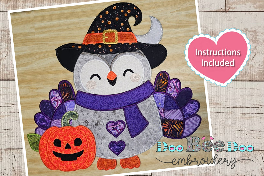 Owl with Pumpkin Halloween - ITH Project - Machine Embroidery Design