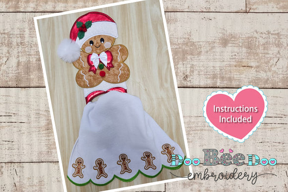 Gingerbread Dish Towel Holder  - ITH Project - Machine Embroidery Design