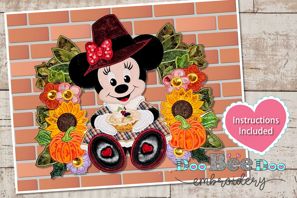 Minnie Thanksgiving Wreath - ITH Project - Machine Embroidery Design