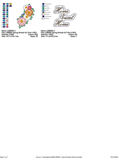 Spring Flowers Wreath - ITH Project - Machine Embroidery Design