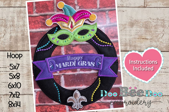 Mardi Gras Wreath - ITH Project - Machine Embroidery Design