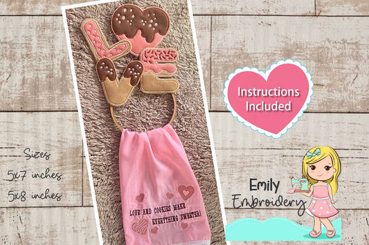 Love Dish Cloth Hanger - ITH Project - Machine Embroidery Design