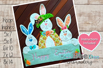 Happy Easter Three Rabbits - ITH Project - Machine Embroidery Design