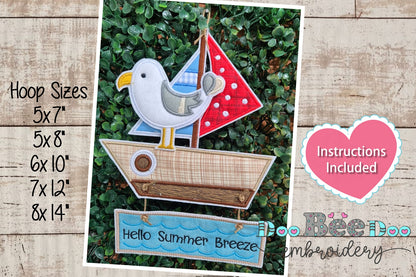 Little Boat with Seagull - ITH Project - Machine Embroidery Design