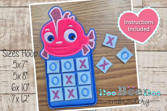 Cute Fish Tic Tac Toe Game 🐡 – ITH – Machine Embroidery Design