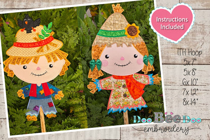 Scarecrow Boy and Girl - Set of 2 Designs - ITH Project - Machine Embroidery Design