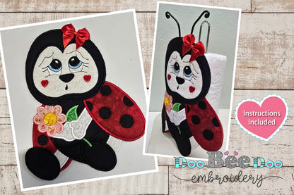 Ladybug Paper Towel Holder Cover - ITH Project - Machine Embroidery Design