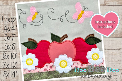 ITH Apples and Flowers Panel (2-Part Project) - ITH Project - Machine Embroidery Design