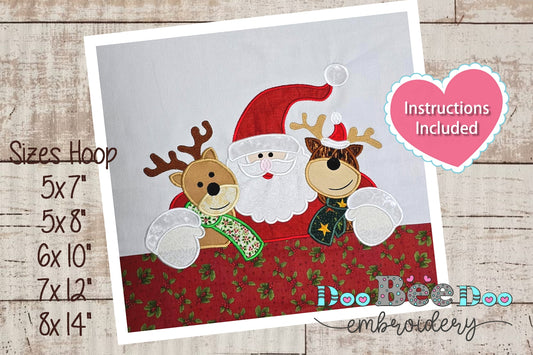 Santa Claus with Reindeers – ITH Project for Towels and Fabrics – Machine Embroidery Design 🎅🦌