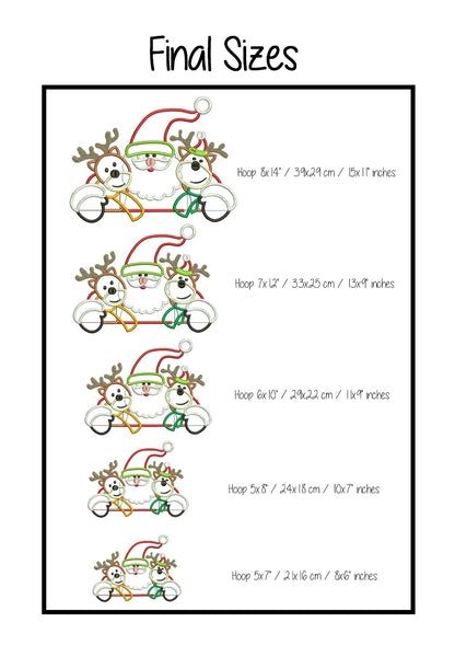 Santa Claus with Reindeers – ITH Project for Towels and Fabrics – Machine Embroidery Design 🎅🦌